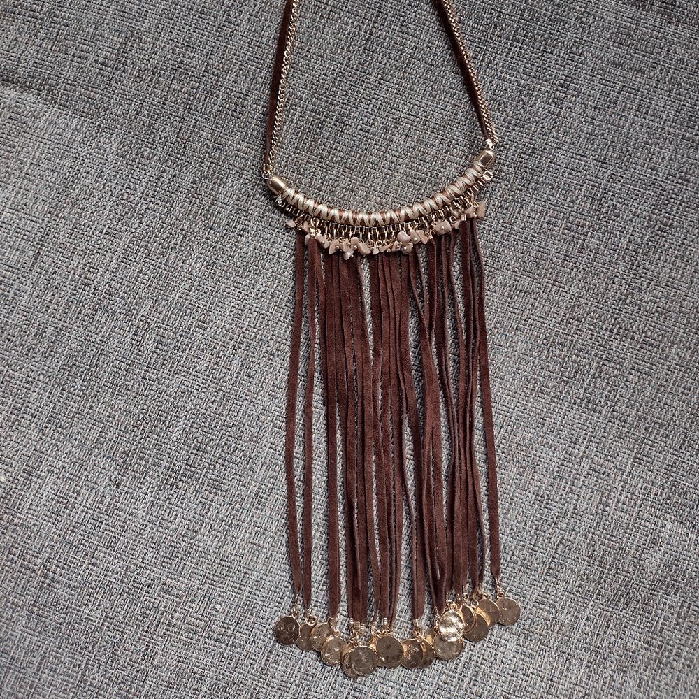 Free People suede and yellow tone necklace